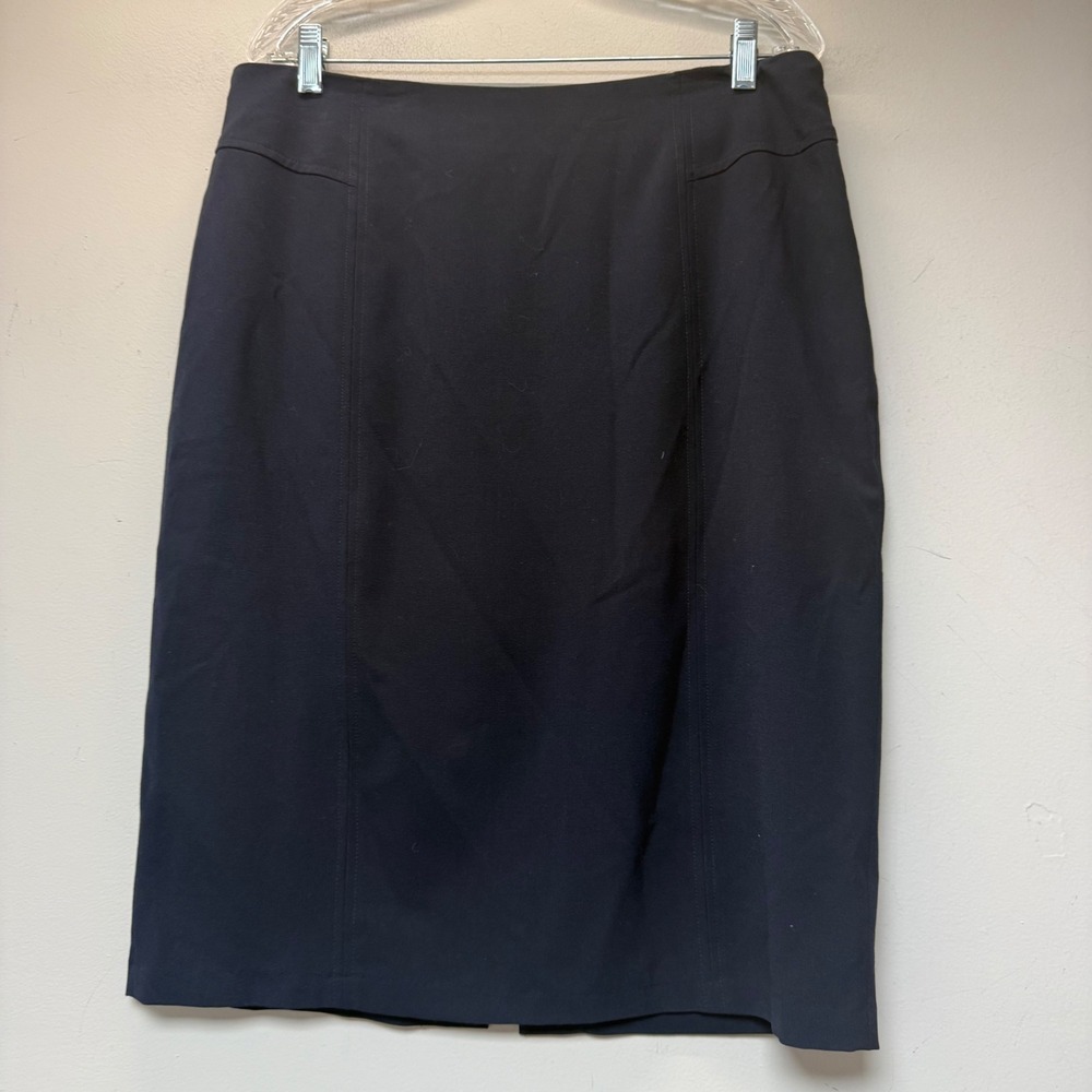 Kim Rogers Pencil Skirt Womens 14 Navy Blue Excellent Stretch Professional 12615
